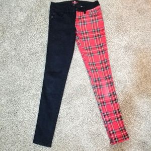 Bi-colored skinny punk jeans